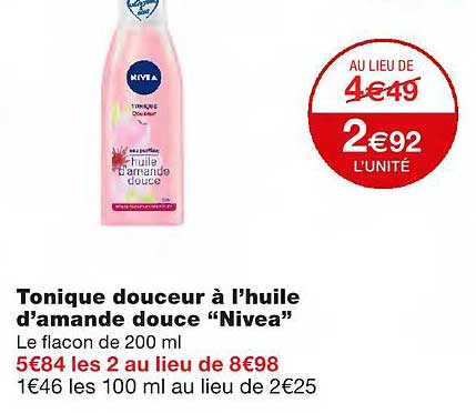 tonique douceur à l'huile d'amande douce "nivea"