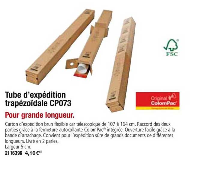 tube d'expédition trapézoïdale cp073 colompac