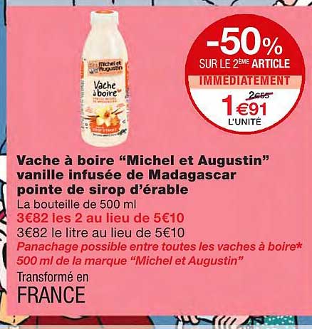 vache à boire "michel et augustin" vanille infusée de madagascar pointe de sirop d'érable