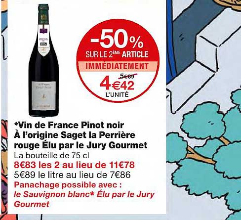 vin de france pinot noir à l'origine saget la perrière rouge élu par le jury gourmet