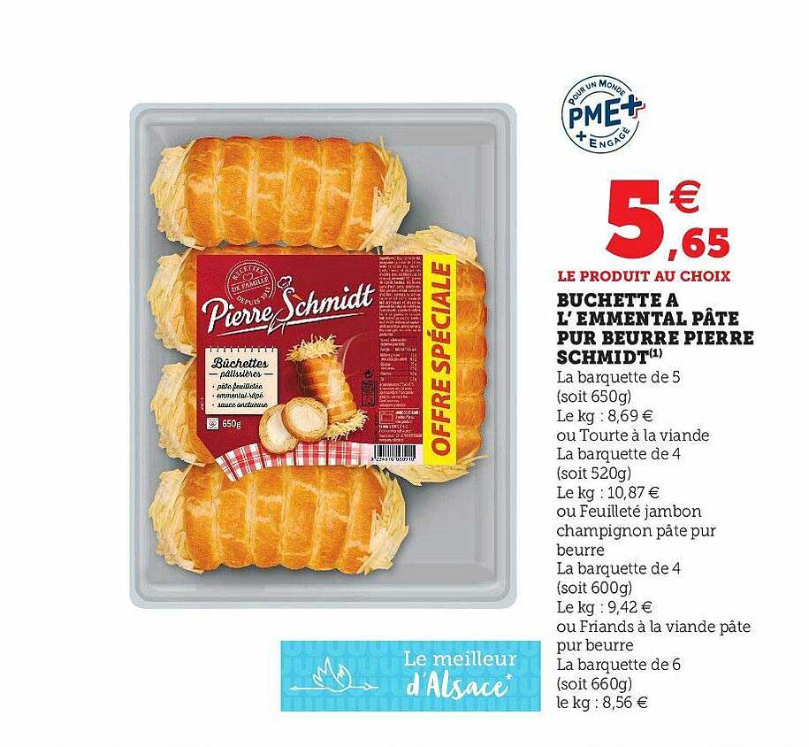 buchette à l'emmental pâte pur beurre pierre schmidt