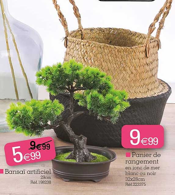 bansaï artificiel, panier de rangement