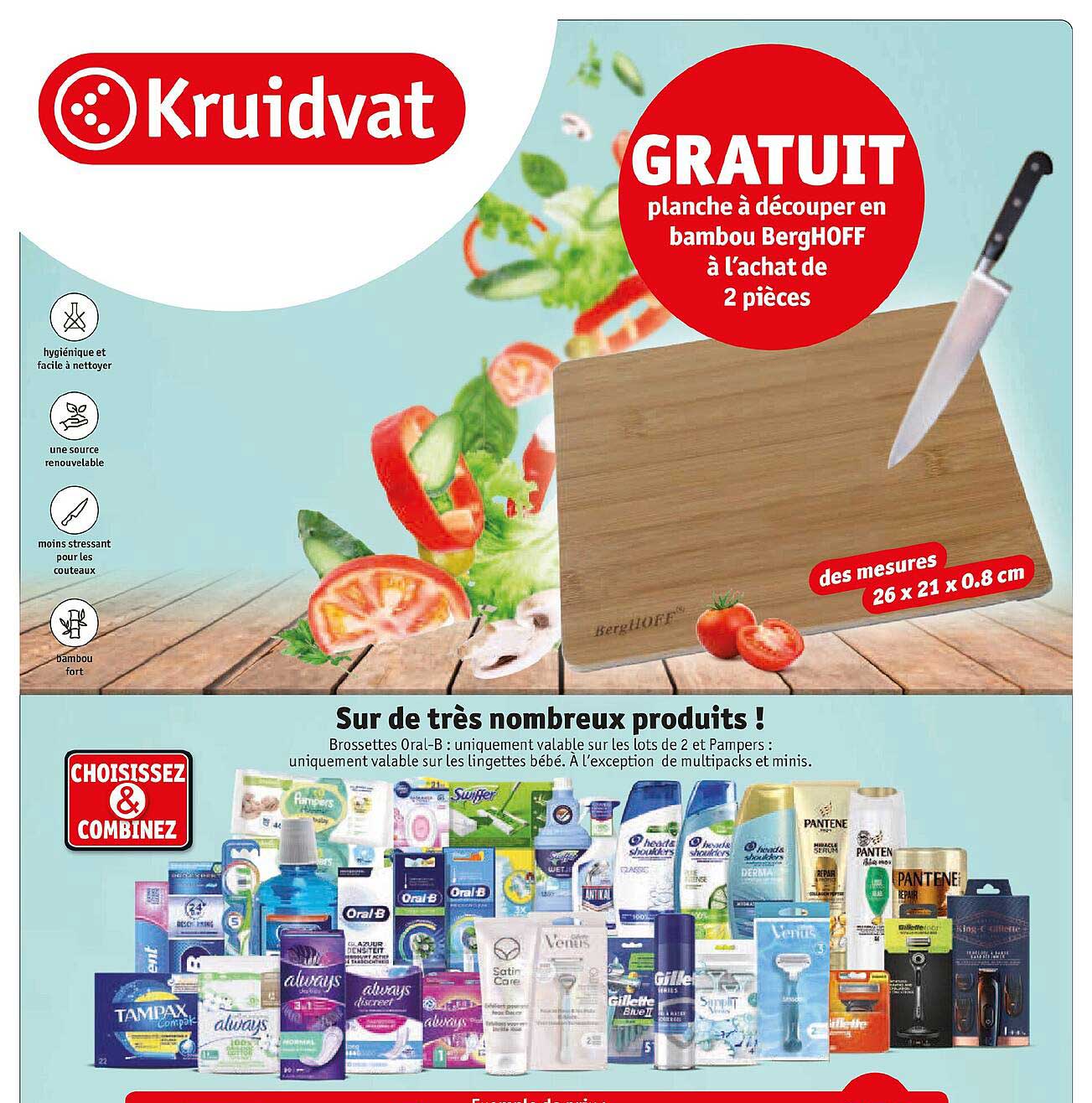 planche à découper en bambou berghoff, dossettes oral-b