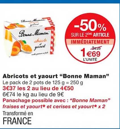 abricots et yaourt "bonne maman"
