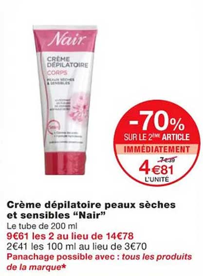 crème dépilatoire peaux sèches et sensibles "nair"