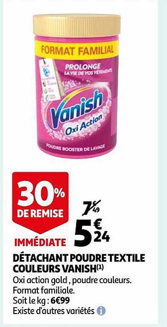 Détachant Poudre Textile Couleurs Vanish