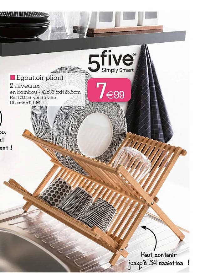 égouttoir pliant 2 niveaux 5five simply smart