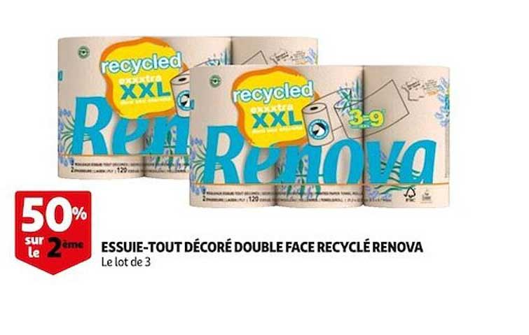 essuie-tout décoré double face recyclé renova