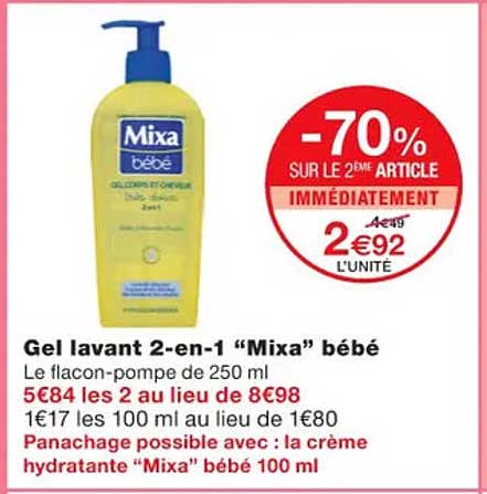 gel lavant 2-en-1 "mixa" bébé