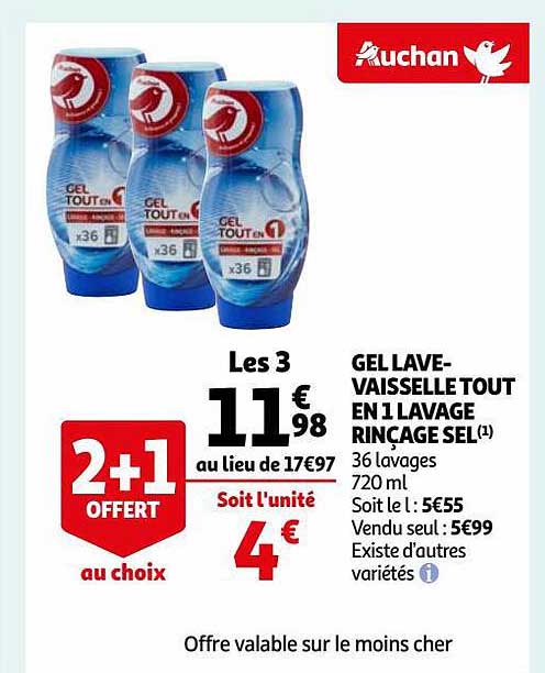 gel lave-vaisselle tout en 1 lavage rinçage sel