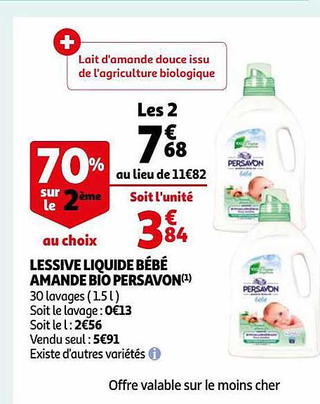 Lessive Liquide Bébé Amande Bio Persavon