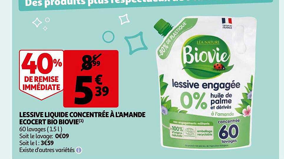 Lessive Liquide Concentrée à L'amande écocert Bio Biovie