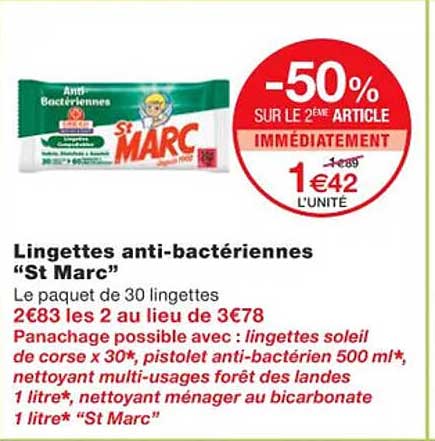 lingettes anti-bactériennes "st marc"
