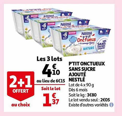 p'tit onctueux sans sucre ajouté nestlé
