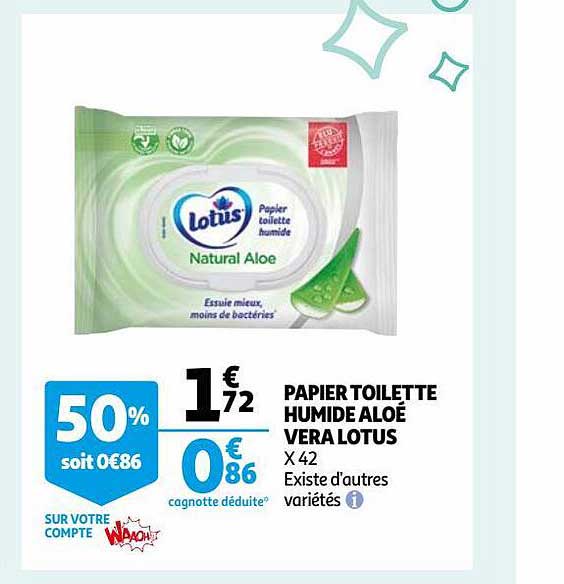 Papier Toilette Humide Aloé Vera Lotus