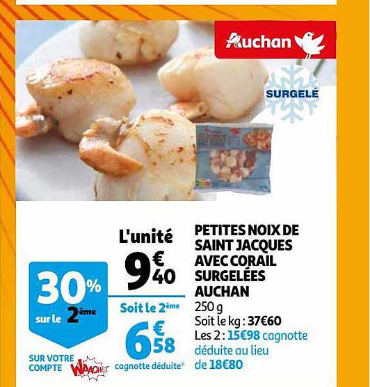 petites noix de saint jacques avec corail surgelées auchan