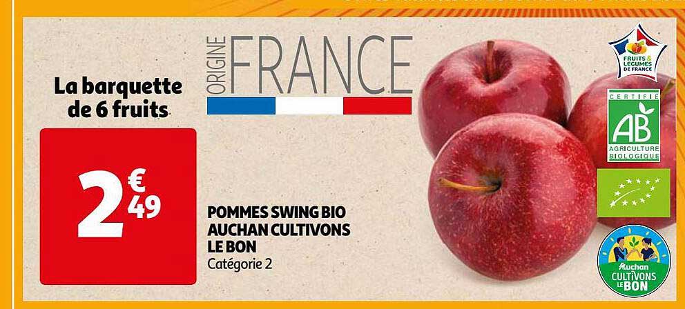 pommes swing bio auchan cultivons le bon