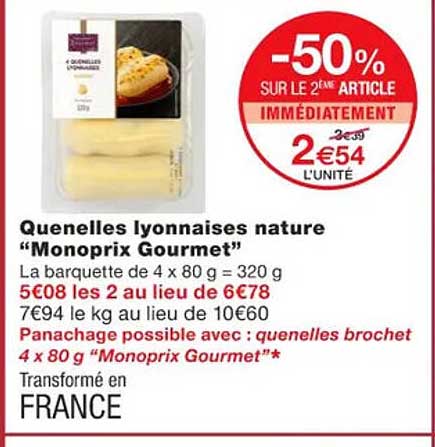 quenelles lyonnaises nature "monoprix gourmet"