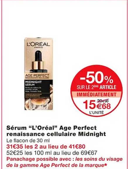 sérum "l'oréal" âge perfect renaissance cellulaire midnight