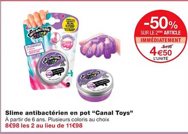 slime antibactérien en pot "canal toys"
