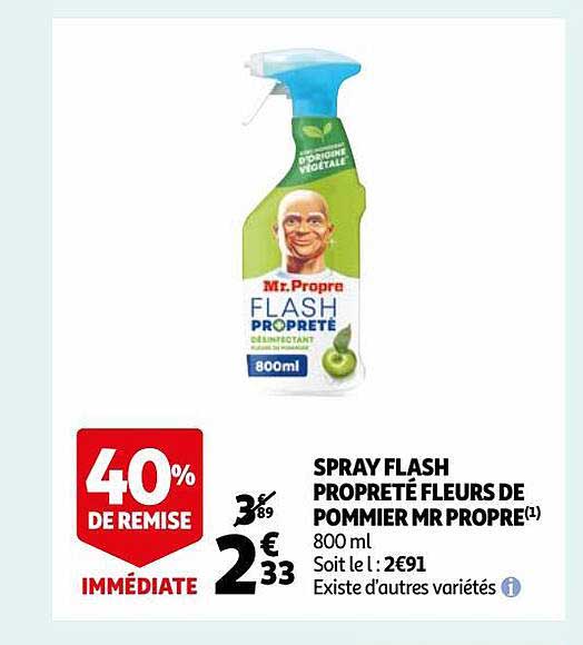 spray flash propreté fleurs de pommier mr propre