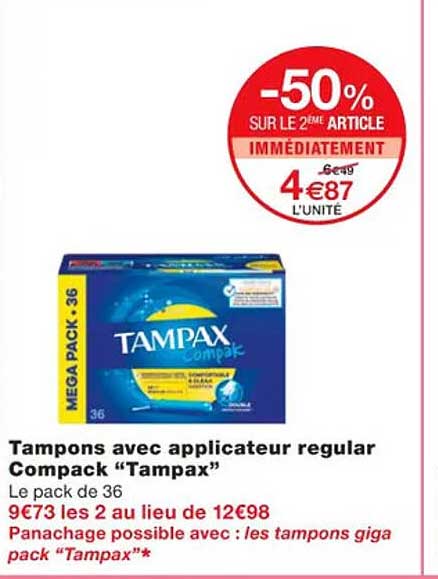 tampons avec applicateur regular compack "tampax"