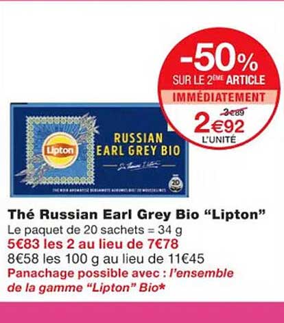 thé russian earl grey bio lipton