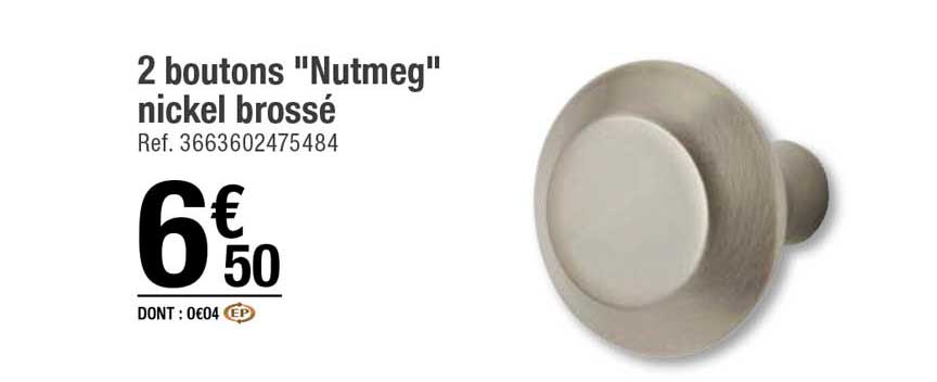 2 boutons "nutmeg" nickel brossé
