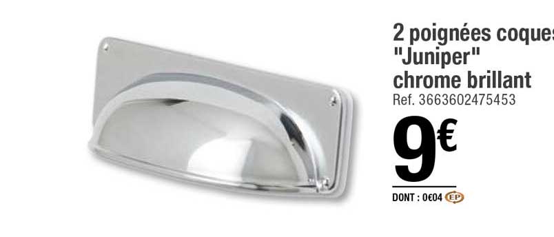 2 poignées coques "juniper" chrome brillant