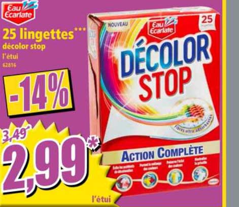 25 lingettes décolor stop eau écarlate