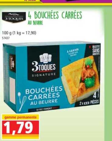 4 bouchées carrées au beurre 3toques