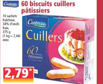 60 biscuits cuillers pâtissiers cantreau