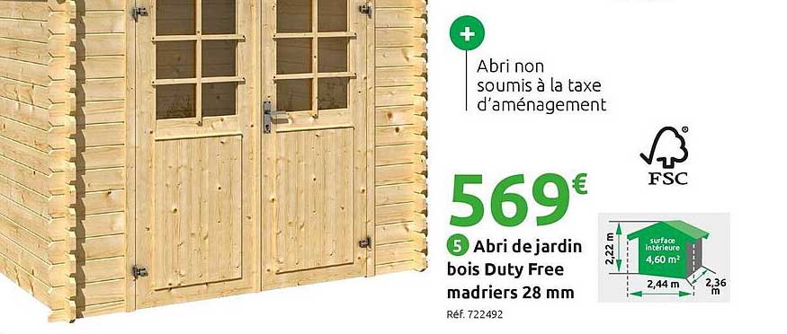 abri de jardin bois duty free madriers 28 mm
