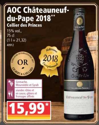 aoc châteauneuf-du-pâpe 2018 cellier des princes