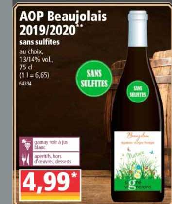 aop beaujolais 2019-2020 sans sulfites