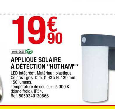 applique solaire à détection "hotham"