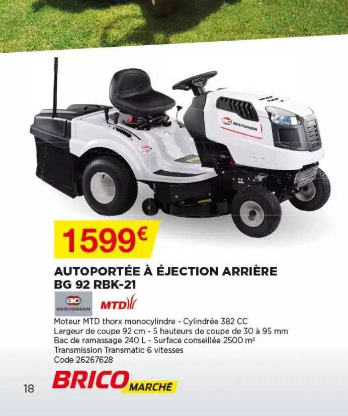 autoportée à éjection arrière bg 92 rbk-21