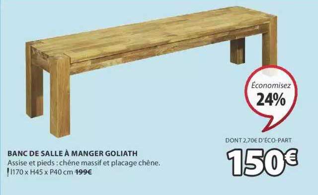 banc de salle à manger goliath