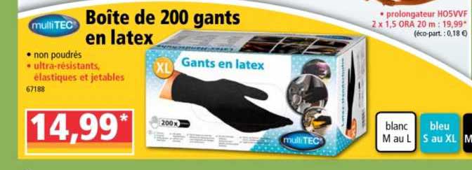 Boîte De 200 Gants En Latex Multi Tec