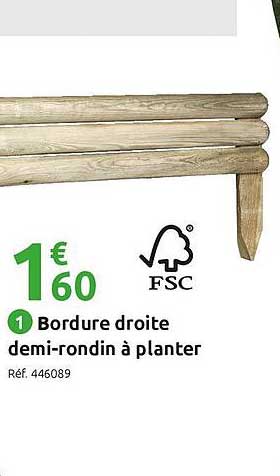 bordure droite demi-rondin à planter