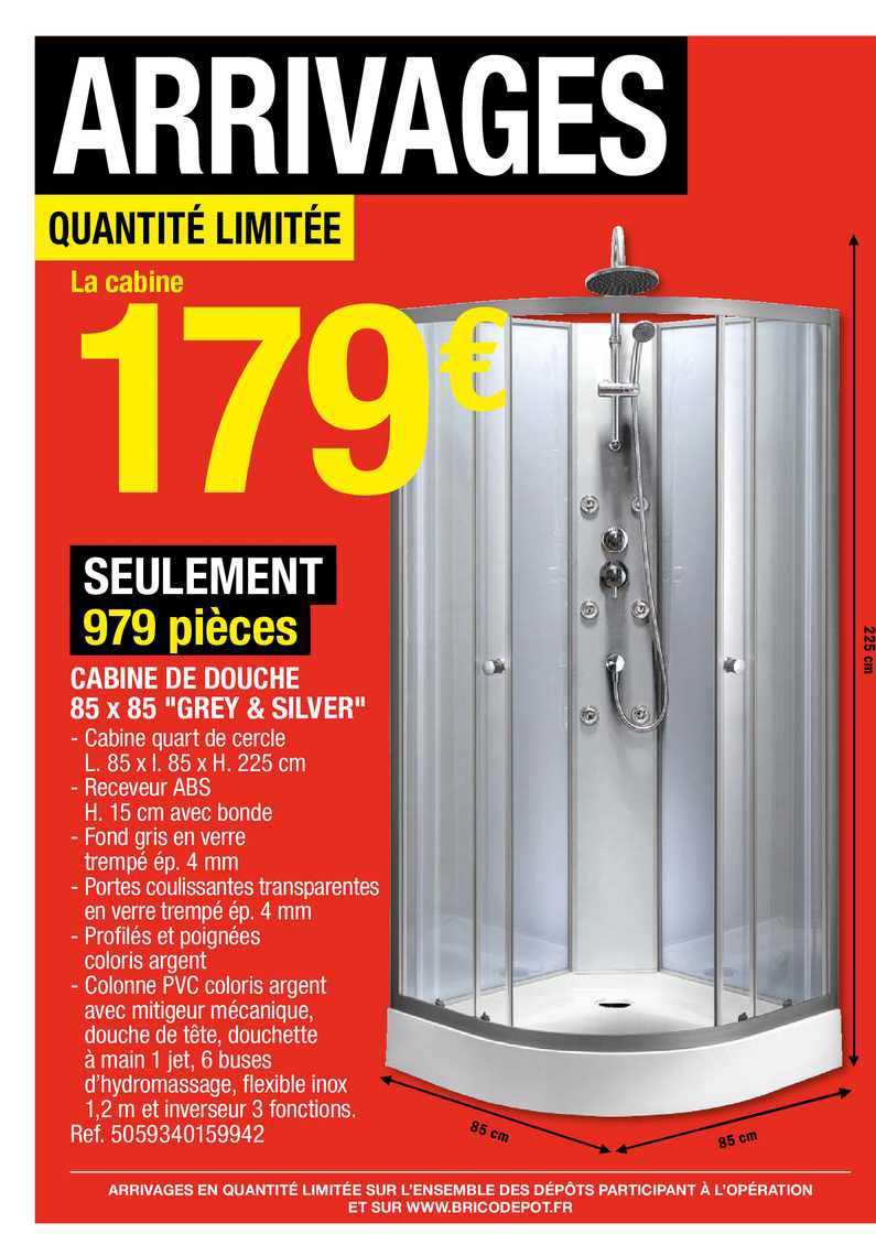 cabine de douche  85 x 85 "grey & silver"