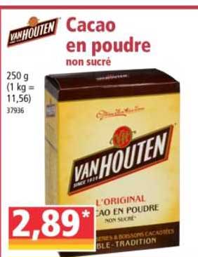 cacao en poudre non sucré van houten