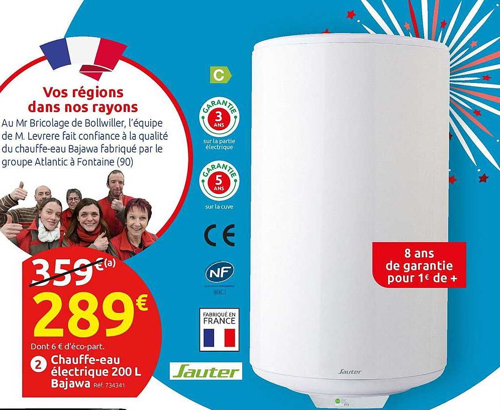 chauffe-eau électrique 200 l bajawa sauter