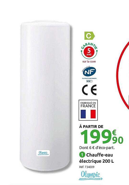 chauffe-eau électrique 200 l olympic