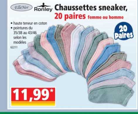 chaussettes sneaker, 20 paires ronley ellenor
