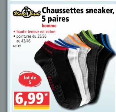 chaussettes sneaker, 5 paires uncle sami