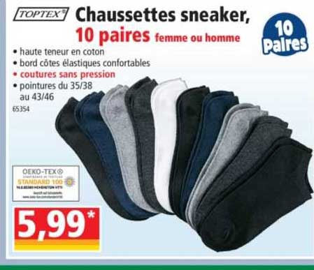 chaussettes sneaker toptex