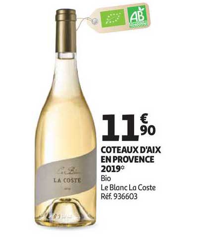 coteaux d'aix en provence 2019 bio le blanc la coste