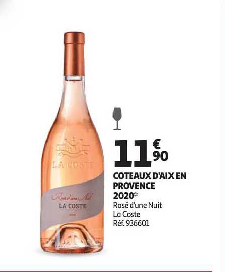 coteaux d'aix en provence 2020 rosé d'une nuit la coste