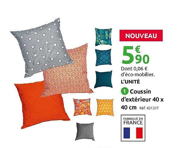 coussin d'extérieur 40 x 40 cm